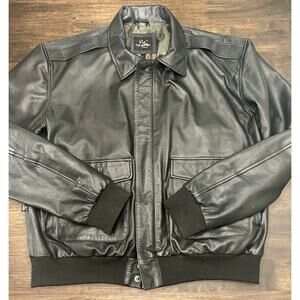 Men's Bomber Luis Leathers Biker Style Black Leather Jacket, Size XL Perfect!!!